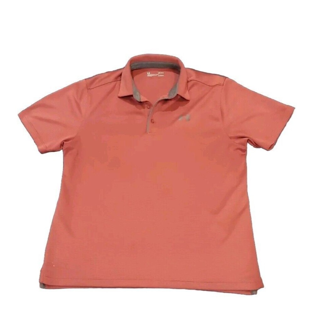 Under Armour Men's Short Sleeve Polo Golf Shirt Size Large Loose fit‎ -Dark Pink